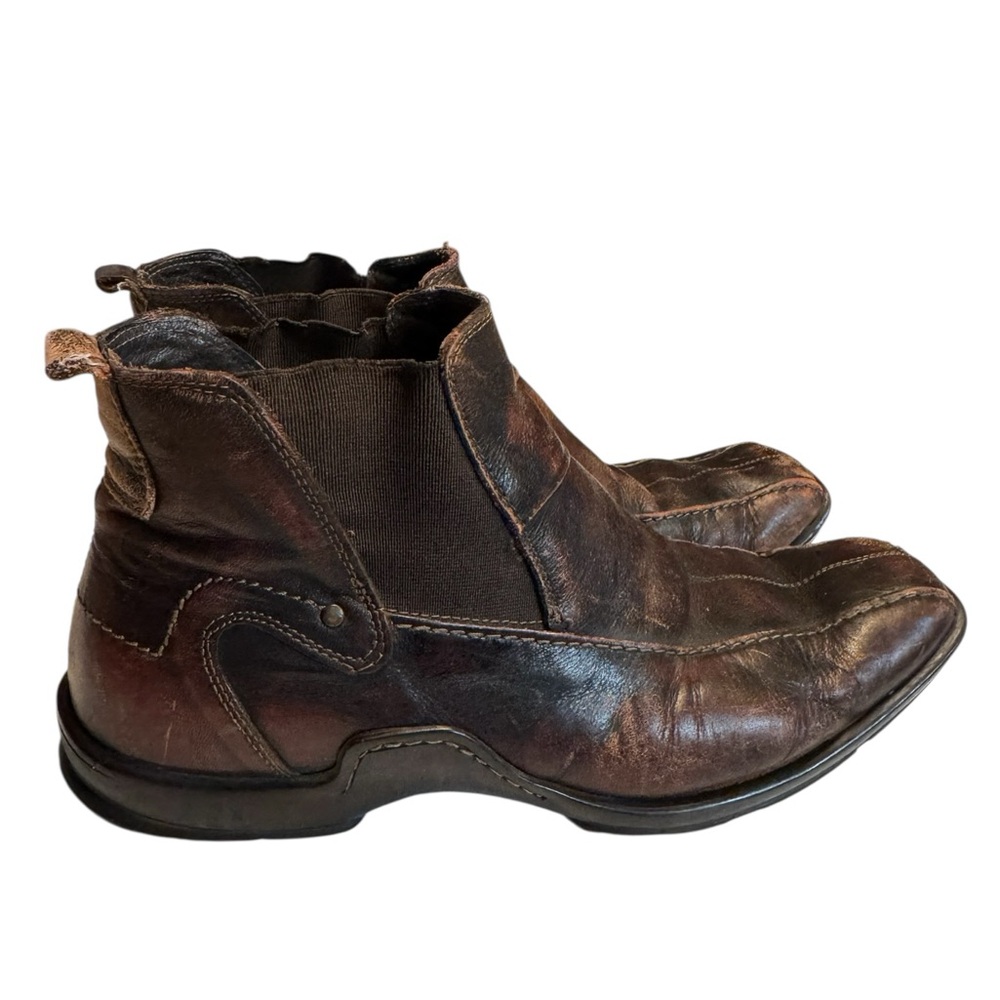 Aged ALFANI Men's 8.5 Retro High End Slip On Brown Leather Ankle Boots